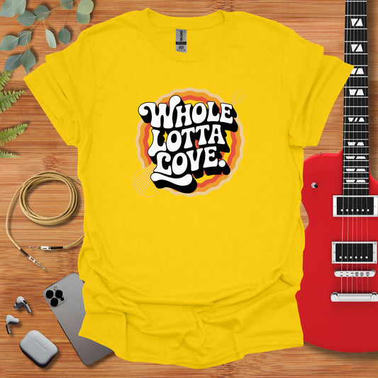 a yellow t - shirt with the words whole lotta cove on it