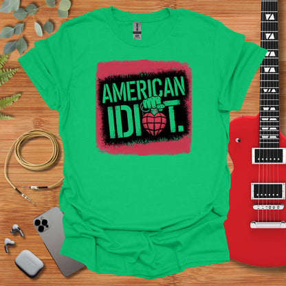 a green shirt with the words american idiot on it