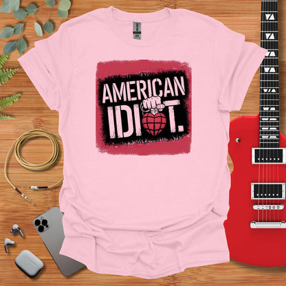 a pink shirt with the words american idiot on it