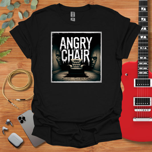 a t - shirt with an image of an angry chair on it