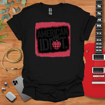 a t - shirt with the words american idiot on it