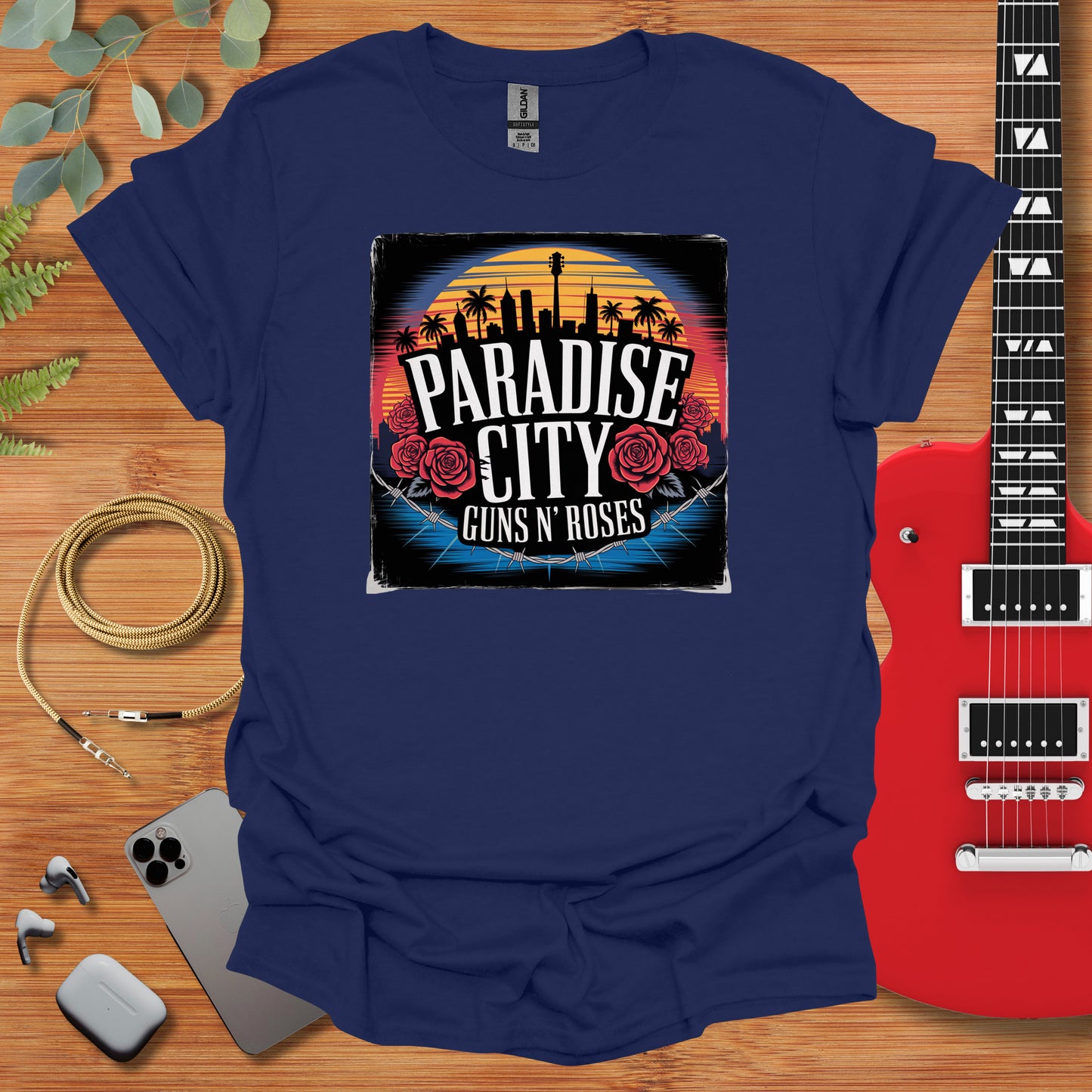 a t - shirt that says paradise city guns and roses