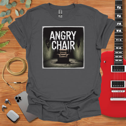 a t - shirt with an image of a chair and a guitar