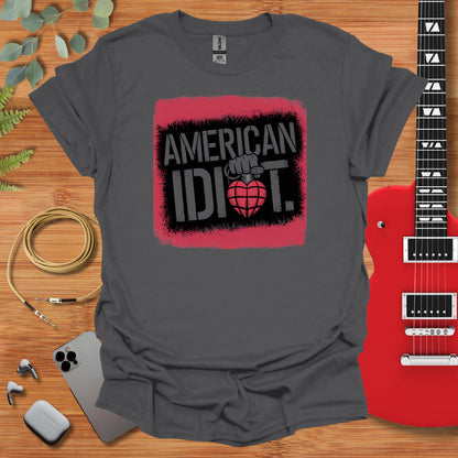 a t - shirt with the words american idiot on it